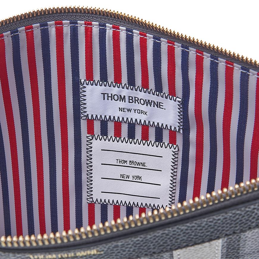 THOM BROWNE Pebble Grain Madras Leather Clutch MAC155A L0041 980 1