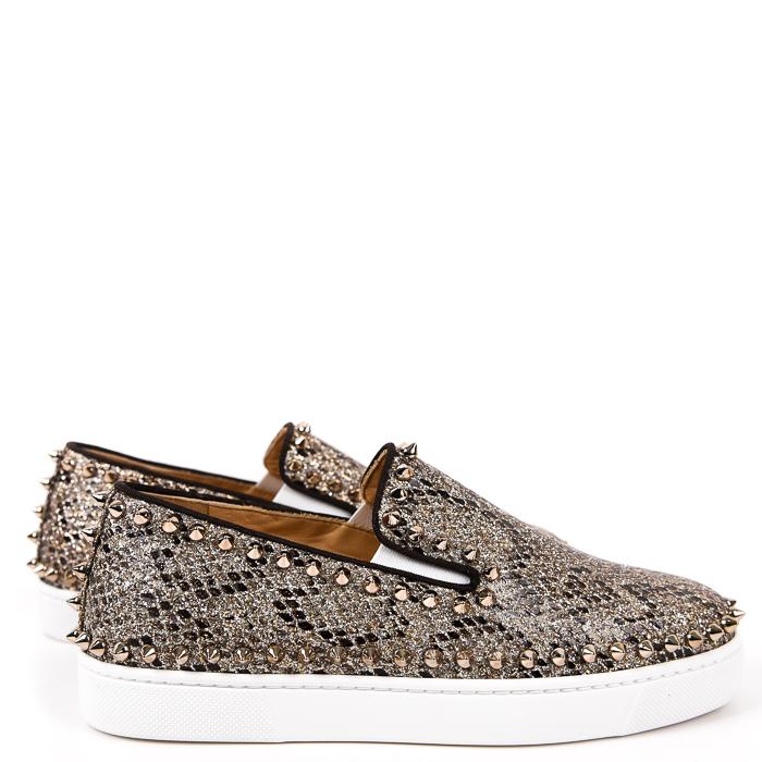 Christian Louboutin Spike Python Slip-On Sneakers