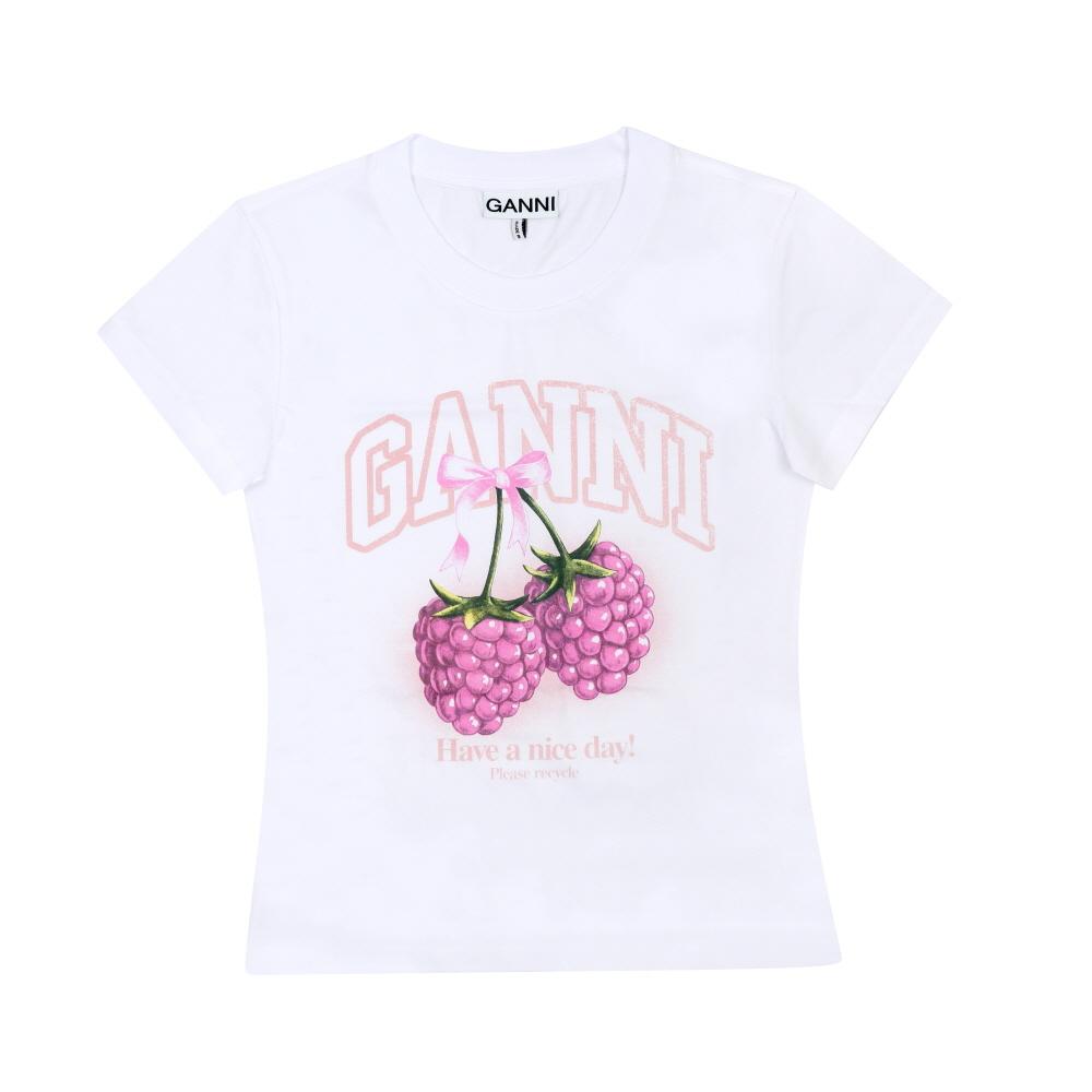 GANNI Raspberry Logo Baby Fit Women’s Short Sleeve T-Shirt A1050185 151