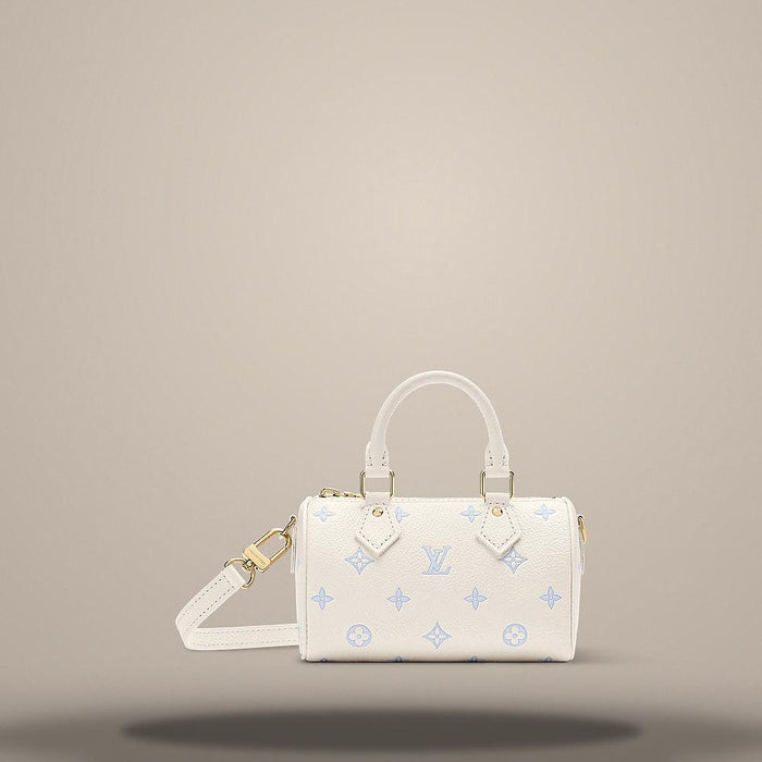 Louis Vuitton Nano Speedy Milky White Blue Shoulder Bag