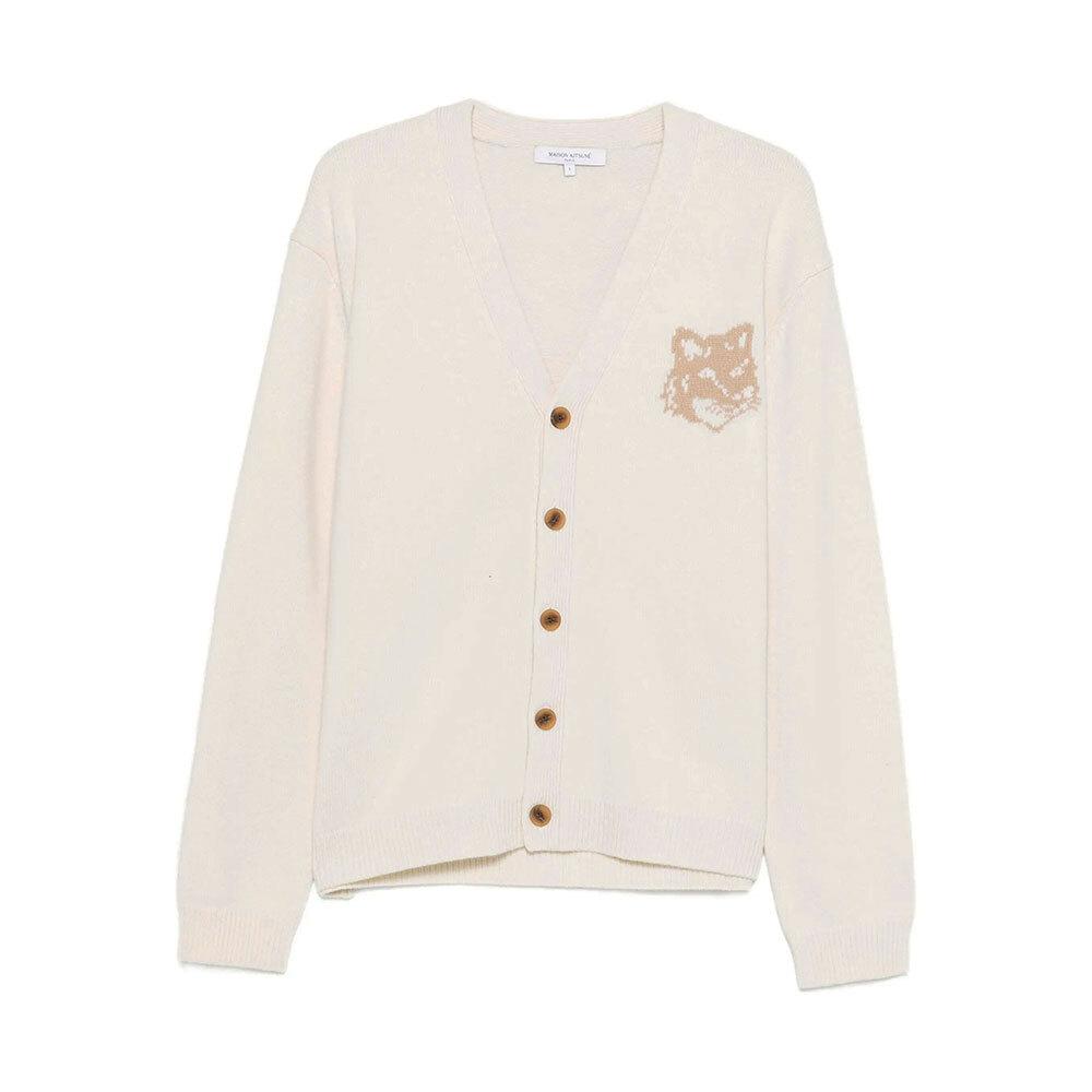 Maison Kitsune Fox Head Wool Cardigan Men Navy PM00509 KM0329