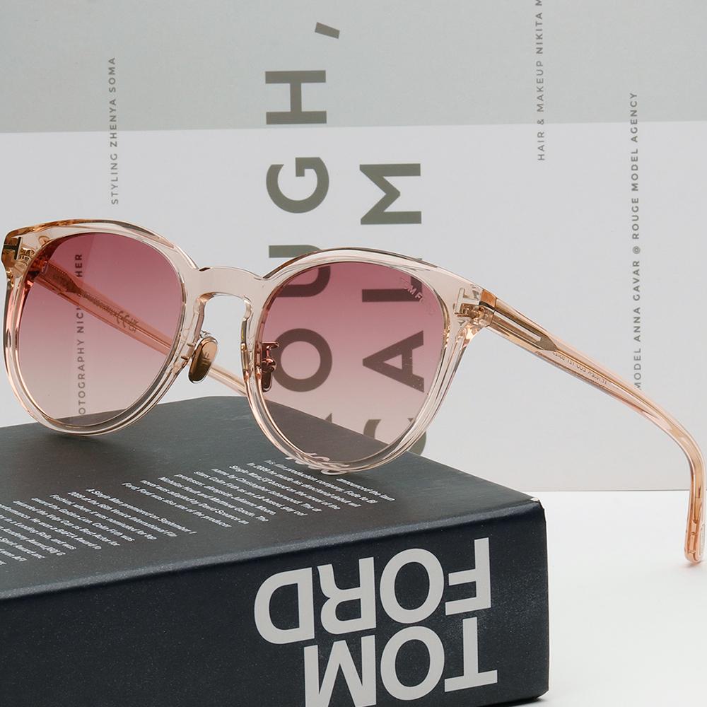TOM FORD Pink Transparent Acetate Oversized Asian Fit Sunglasses TF1052K 72T