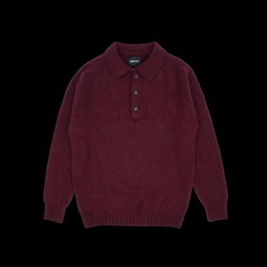 HOWLIN Wool Crewneck Sweater Wine Color Block Knit for Men