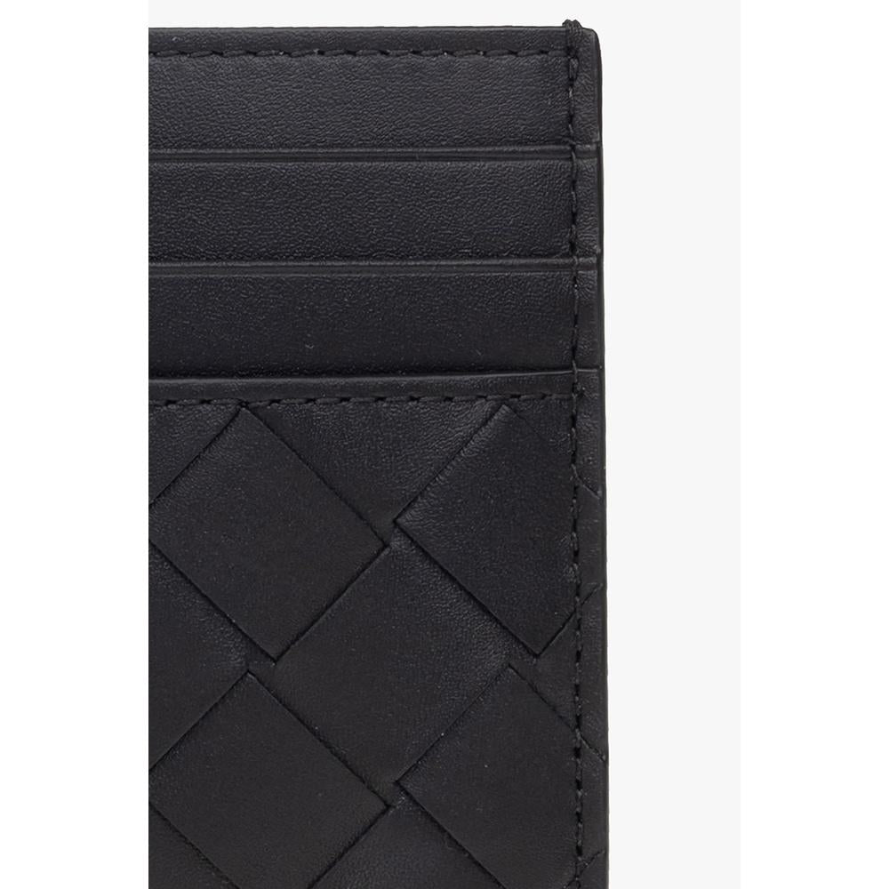 Bottega Veneta Intrecciato Leather Card Holder Black Unisex