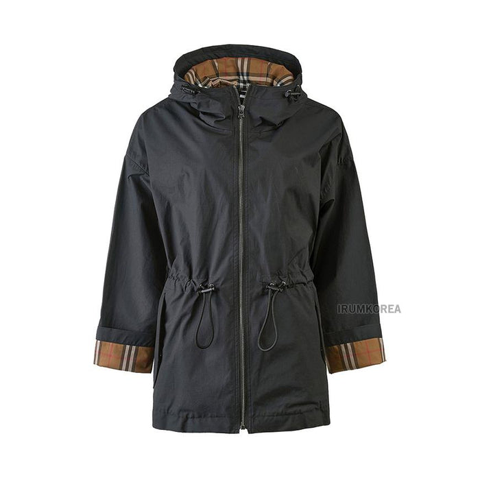 BURBERRY Birley Drawstring Hooded Jacket Black Women