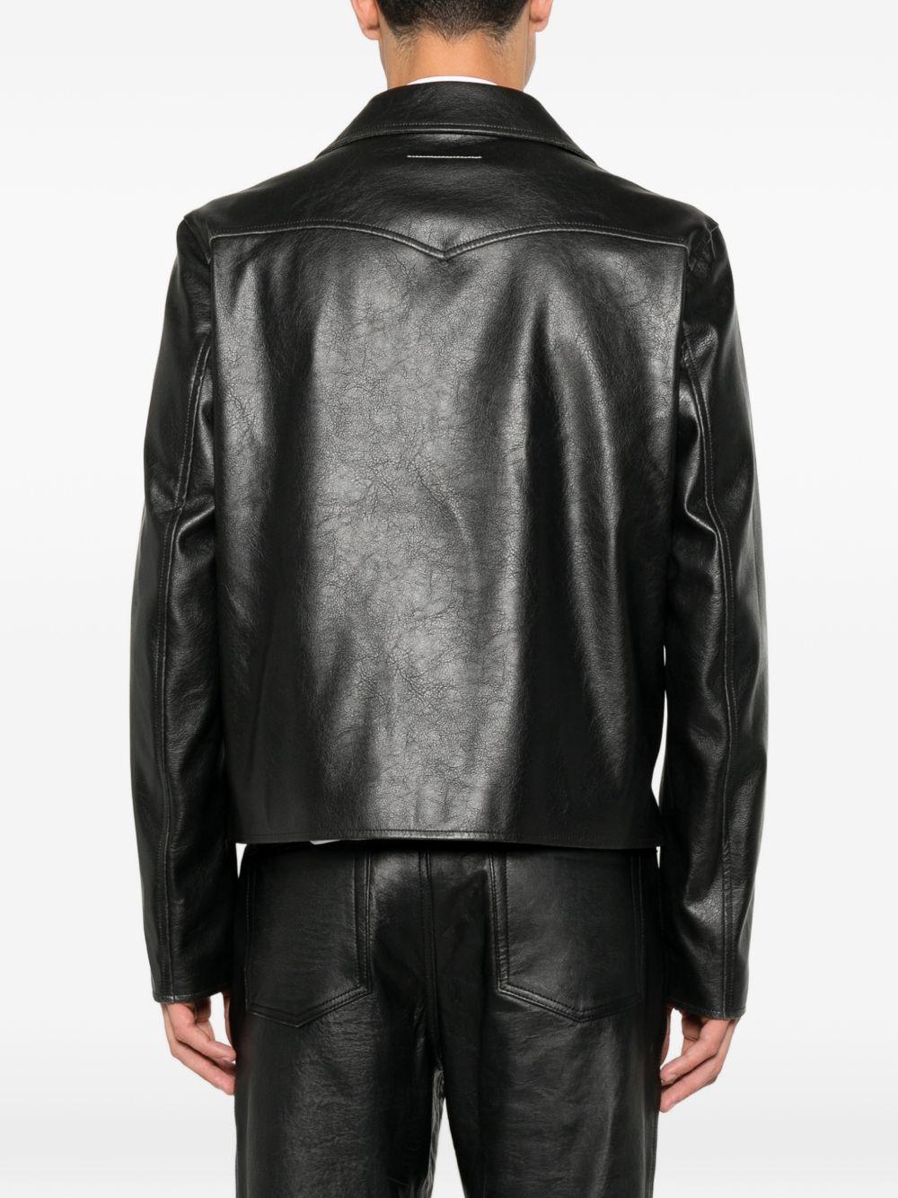 Maison Margiela Black Leather Biker Jacket for Men