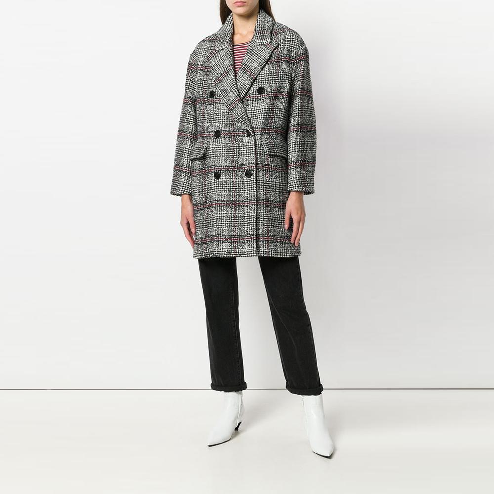 Isabel Marant Women's Plaid Double-Breasted Coat MA0362 18A005E BKEC