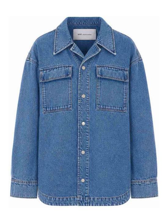 AMI Used Blue Denim Jacket for Men