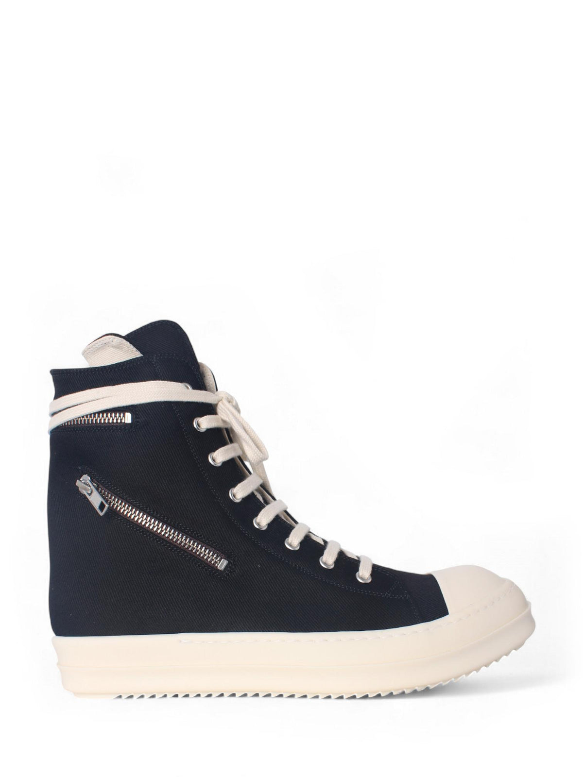 Rick Owens DRKSHDW Overdyed Denim Cargo High-Top Sneakers Black Milk