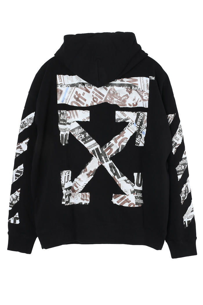 OFF WHITE Newspaper Arrow Skate Hoodie Black Men's