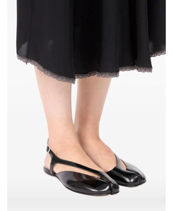Maison Margiela Tabi Slingback Flat Sandals Black Leather