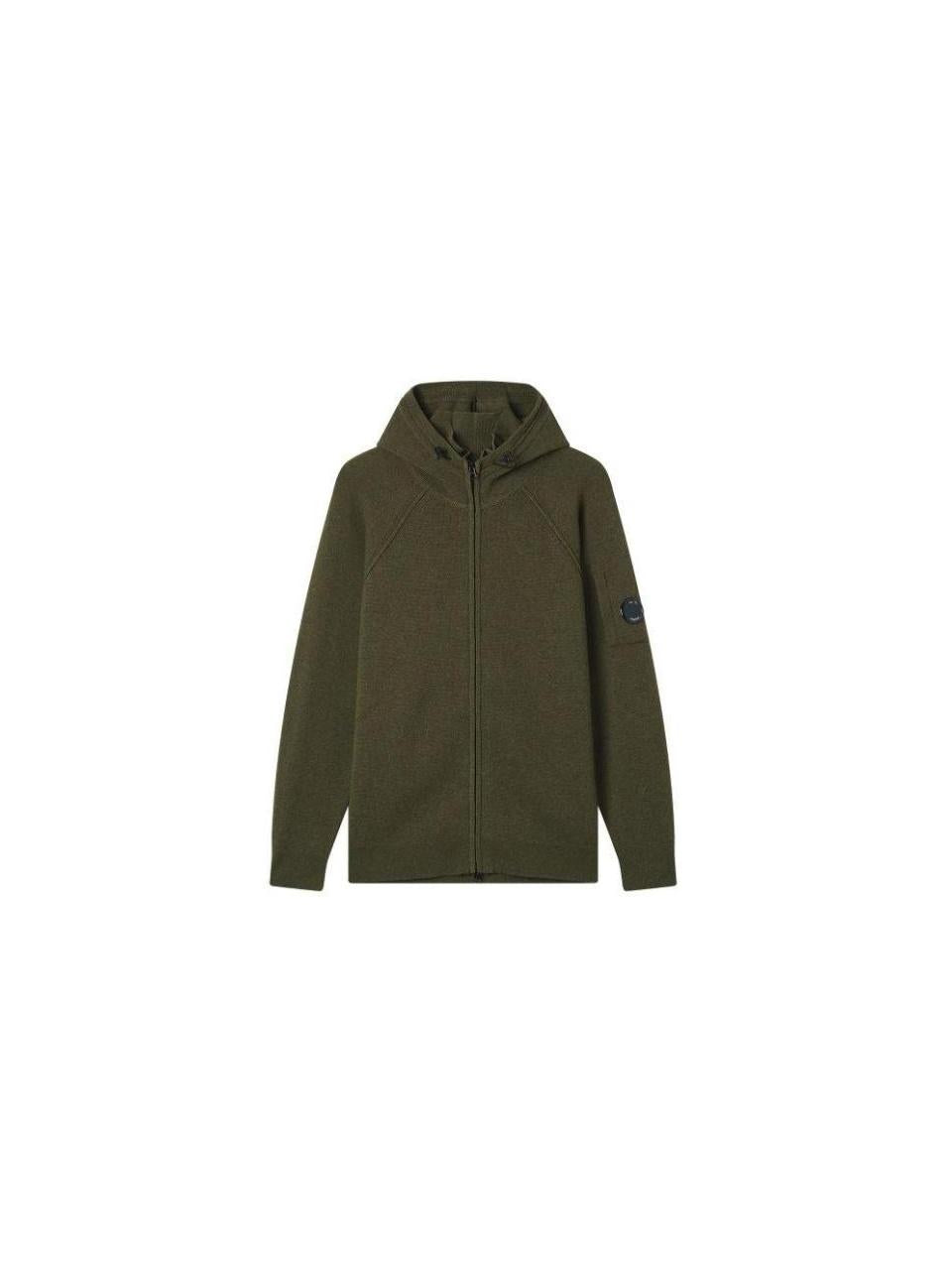 CP Company Lambswool Zip Hoodie Cardigan 19CMKN057A 110149A 652