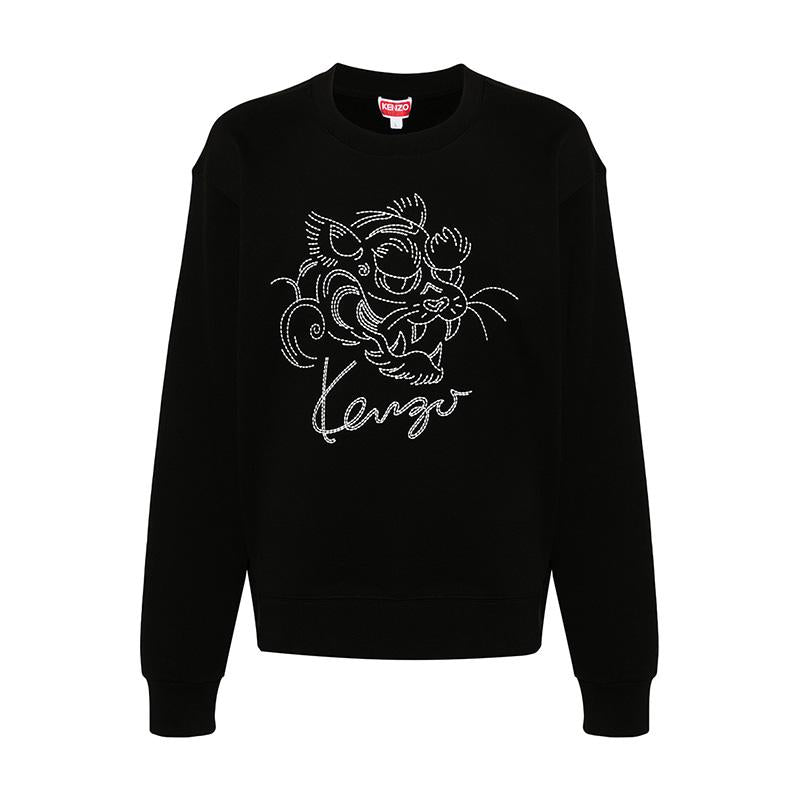 KENZO Star Tiger Logo Black Sweatshirt FE6 5SW218 4MG 99J