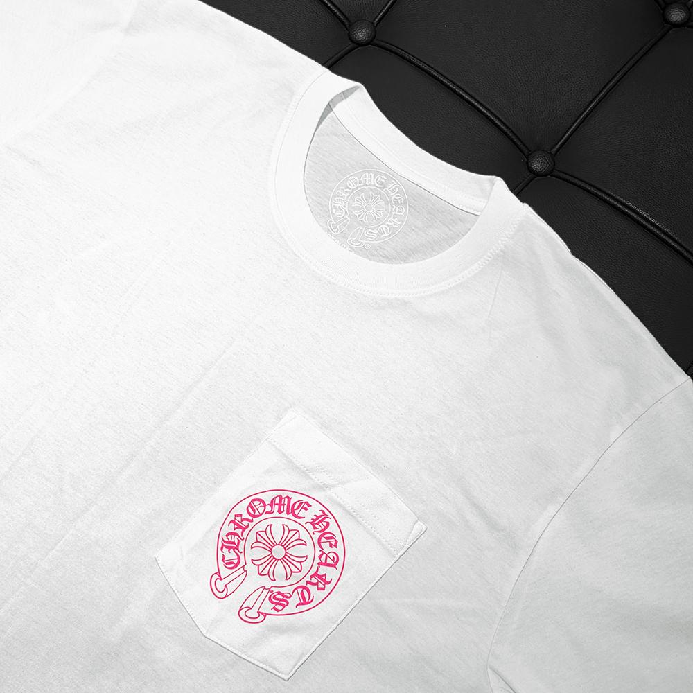 Chrome Hearts Horseshoe Logo Short Sleeve T-Shirt White Pink