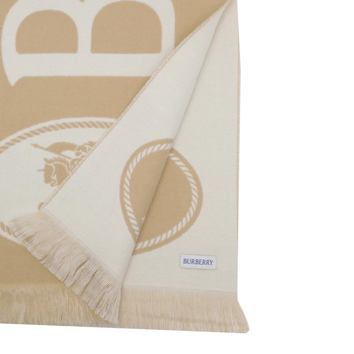 BURBERRY Beige Check Wool Scarf