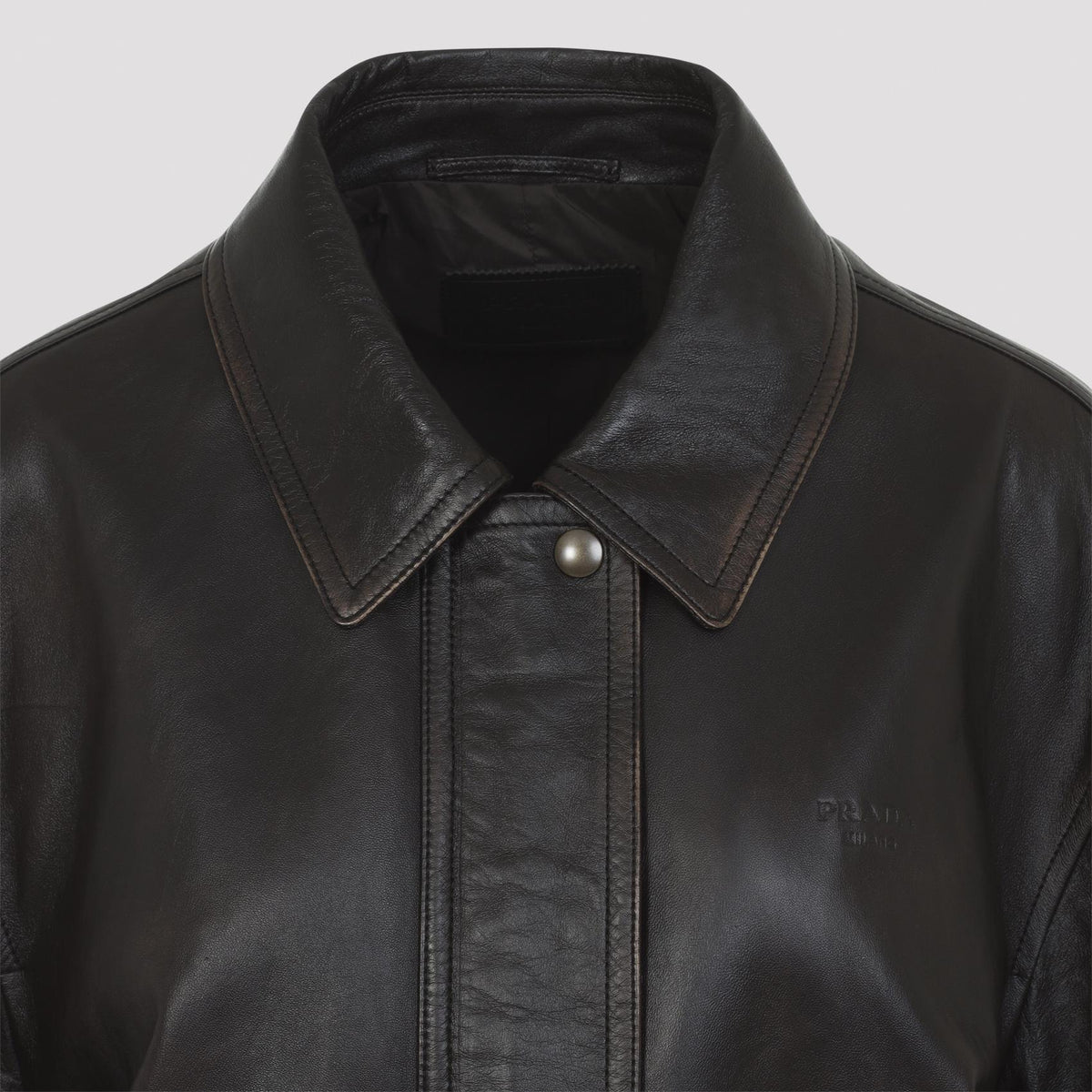PRADA Black Leather Bomber Jacket