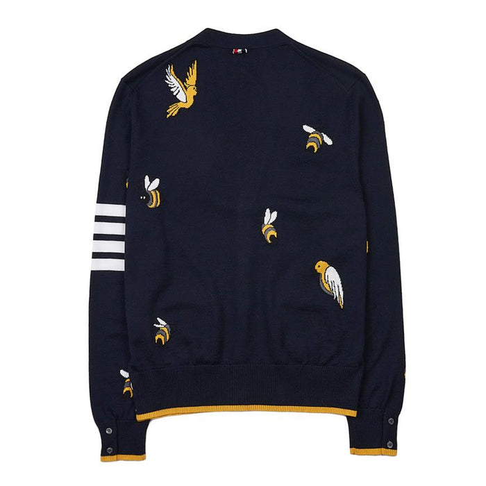 THOM BROWNE Bird & Bee V-Neck Cardigan for Men MKC451A Y1002 415