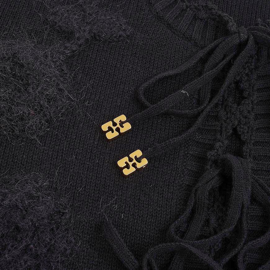 GANNI Women’s Crochet Appliqué Vest Black Outerwear