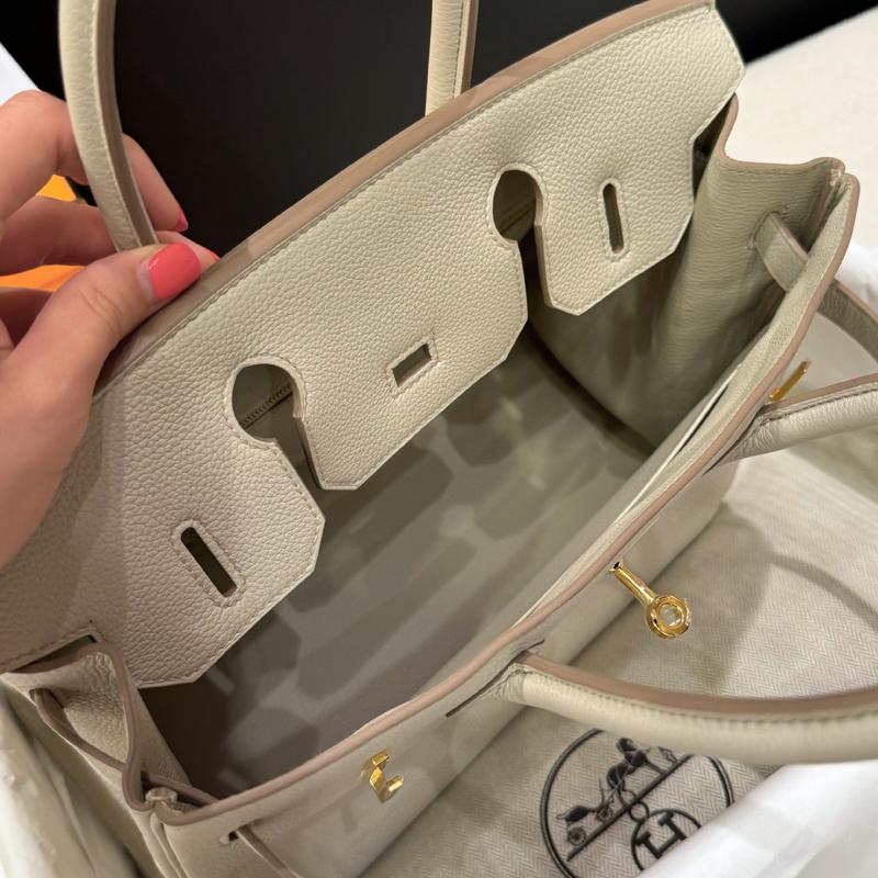 HERMES Togo Leather Birkin Bag Beton Color 30 Tote Unisex