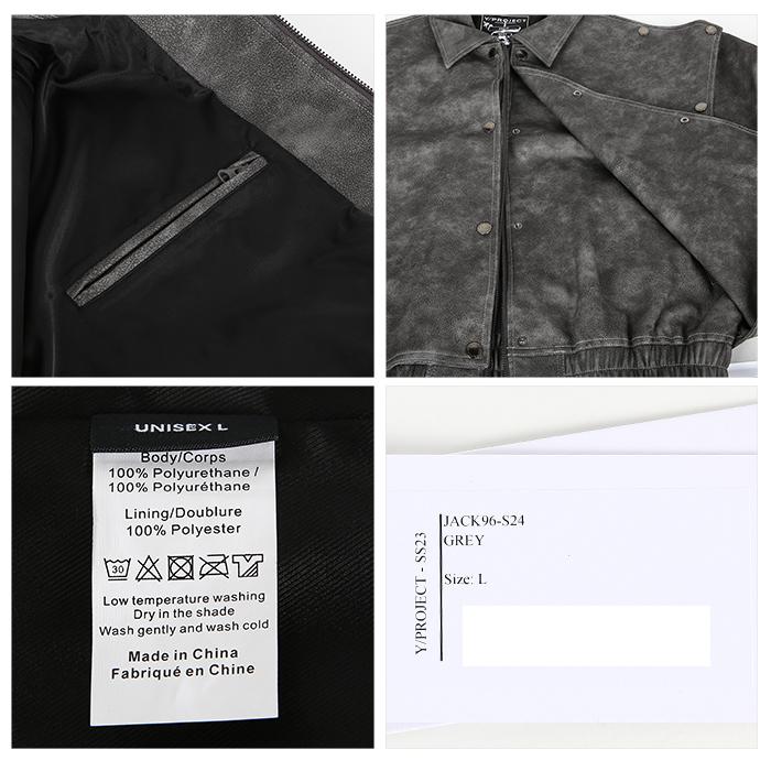 Y PROJECT Layered Leather Jacket for Men JACK96S24 GREY
