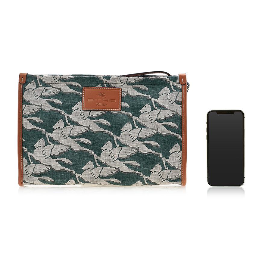 Etro Pegasus Logo Leather Clutch for Women