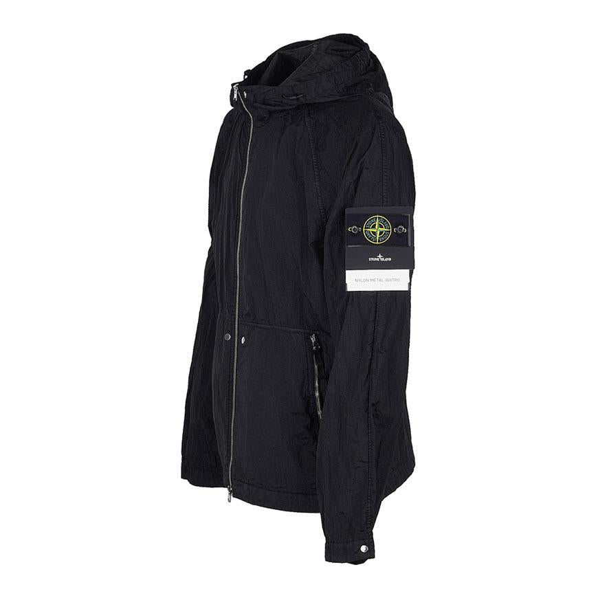 STONE ISLAND Men’s Water-Resistant Windproof Hooded Jacket Black