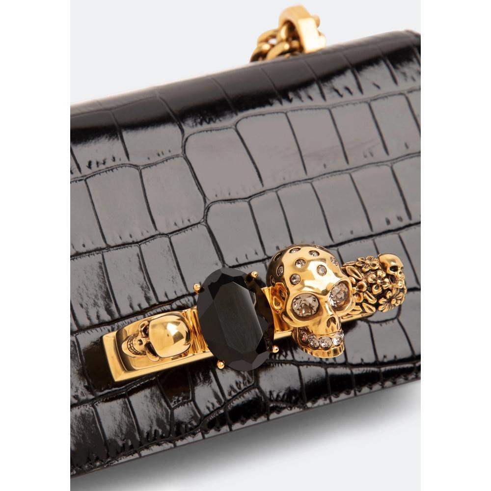 Alexander Mcqueen Jewel Mini Satchel Shoulder Bag Black Leather