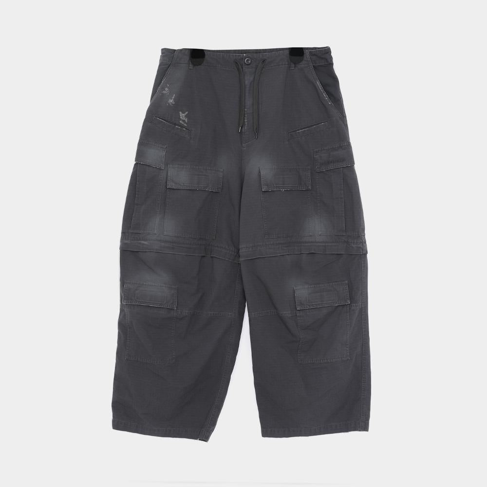 BALENCIAGA Low Drawstring Vintage Wash Large Wide Cargo Pants 790982 TKP27 1485