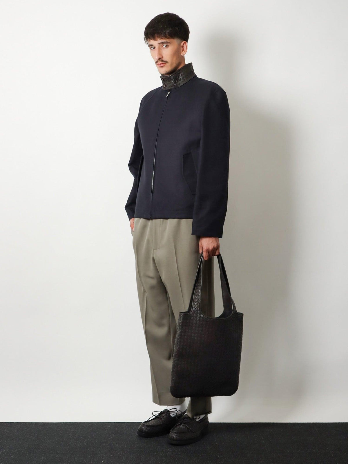 Bottega Veneta Black Leather Shoulder Tote Bag