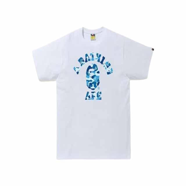BAPE ABC Camo College Short Sleeve T-Shirt White Blue