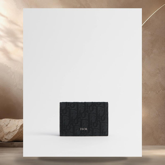 DIOR Black Dior Oblique Jacquard Business Card Holder