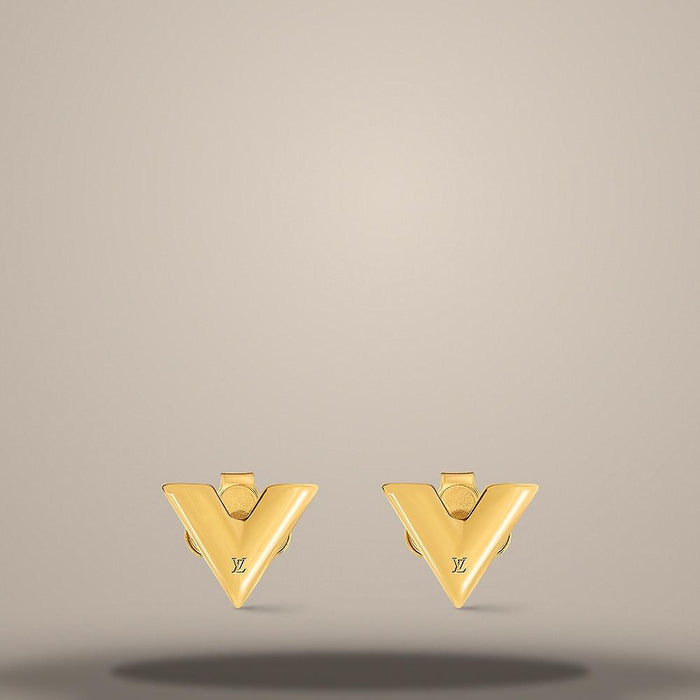Louis Vuitton Essential V Stud Earrings Gold-Tone 1 x 1 cm