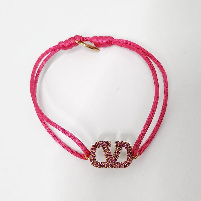 VALENTINO V Logo Crystal Knotted Bracelet Unisex