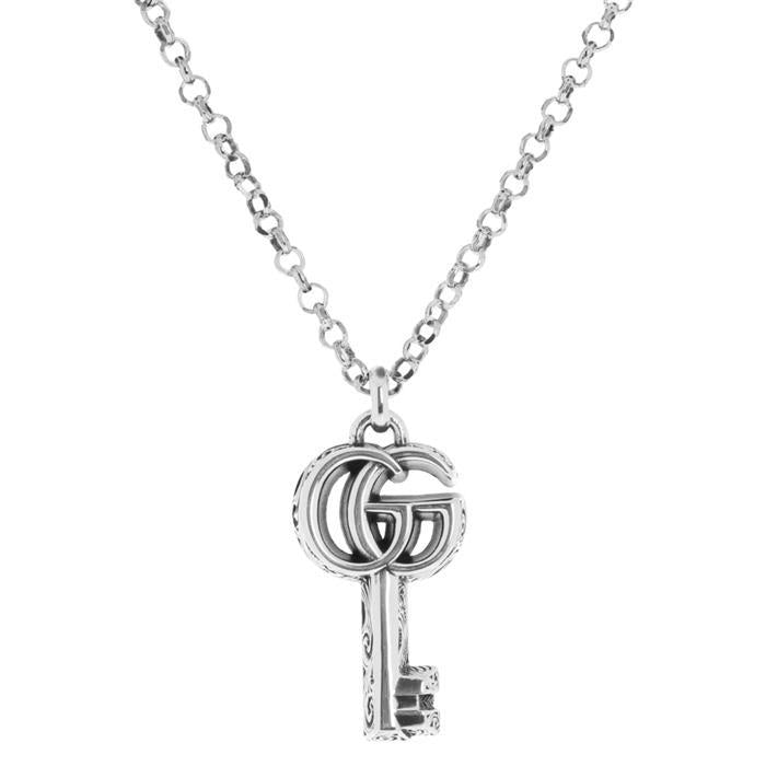 GUCCI Double G Key Pendant Necklace Silver