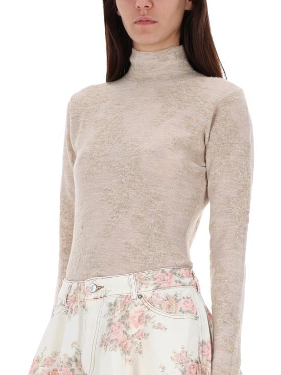 GANNI Turtleneck Sweater Women’s Knit Fall/Winter Black K2641934 BEIGE DOM