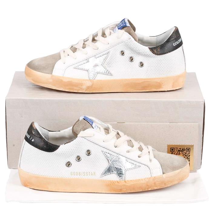 GOLDEN GOOSE Women's Silver Star Black Heel Tab Low-Top Sneakers GWF00101 81772