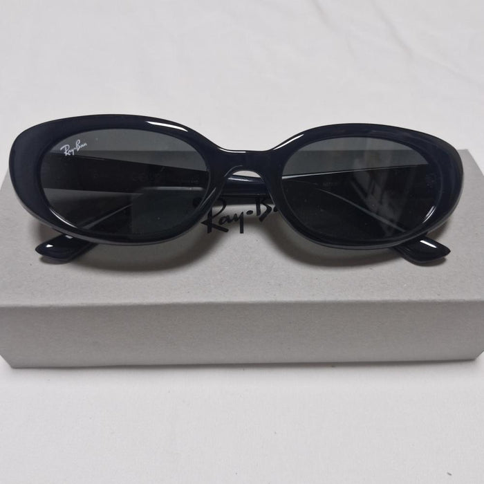 Ray Ban Black Frame Dark Gray Lens Oval Sunglasses Low Bridge Fit