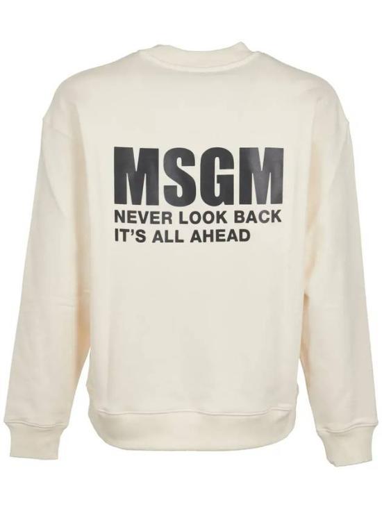 MSGM Ivory Long-Sleeve Sweatshirt for Men 3640 MM1292 4700102