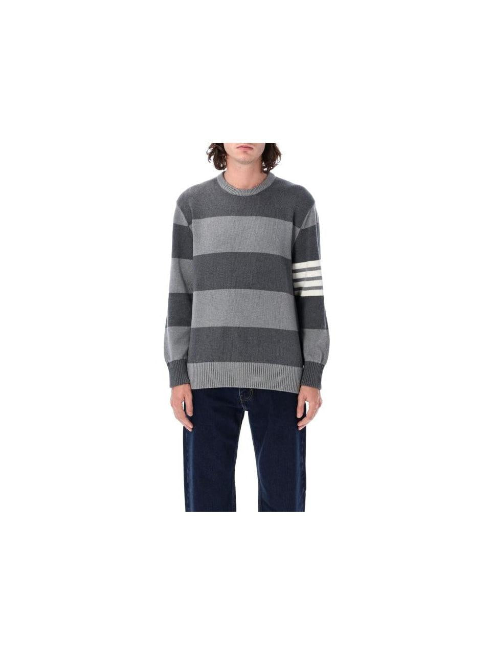 THOM BROWNE Rose Icon Rugby Stripe 4-Bar Crewneck Sweater MKA523A Y3016 982
