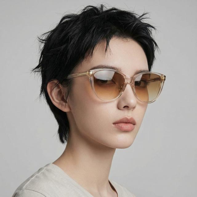 TOM FORD Clear Peach Transparent Frame Asian Fit Orange Tint Oversiz TF1055K 45F