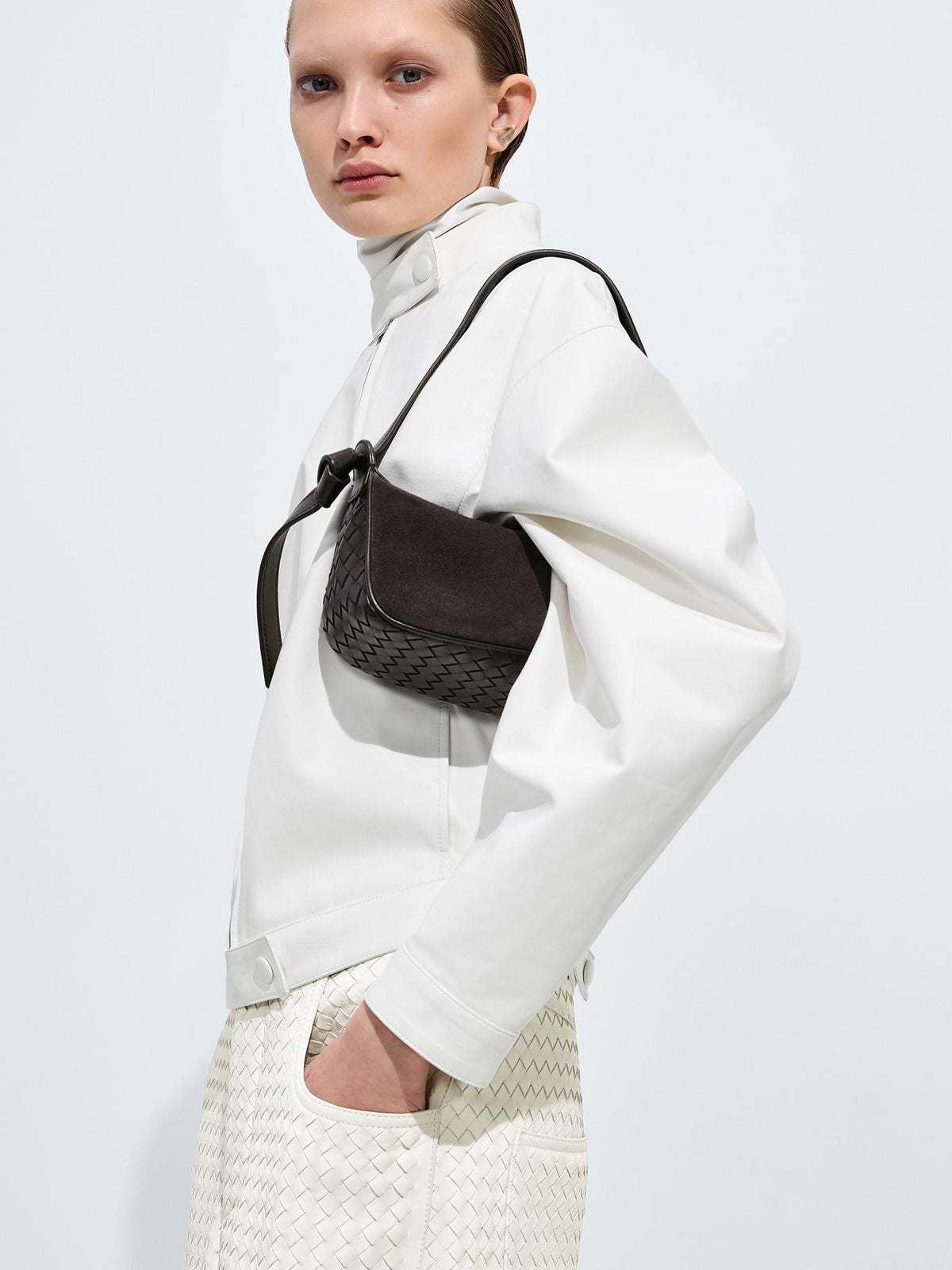 Bottega Veneta Leather Shoulder Bag Black