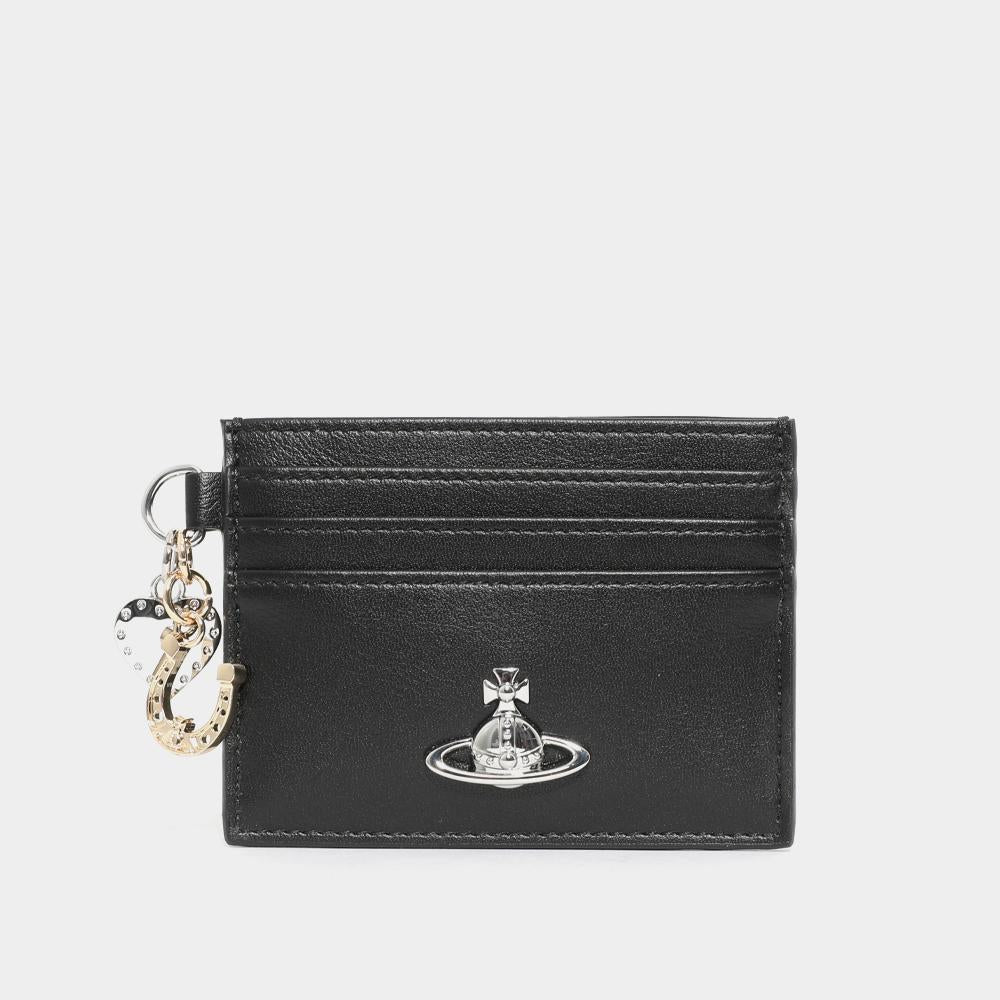 Vivienne Westwood ORB Heart Charm Women’s Leather Card Holder Black