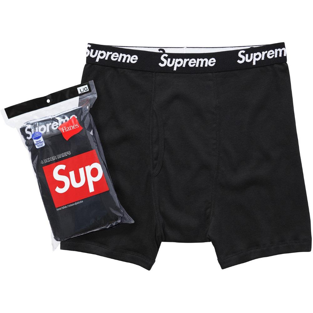 Supreme x Hanes Black Boxer Briefs 4-Pack Underwear for Men