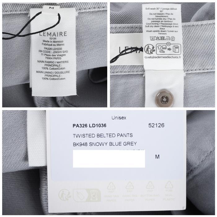 Lemaire Twist Belted Cotton Classic Pants PA326 LD1036 BK948