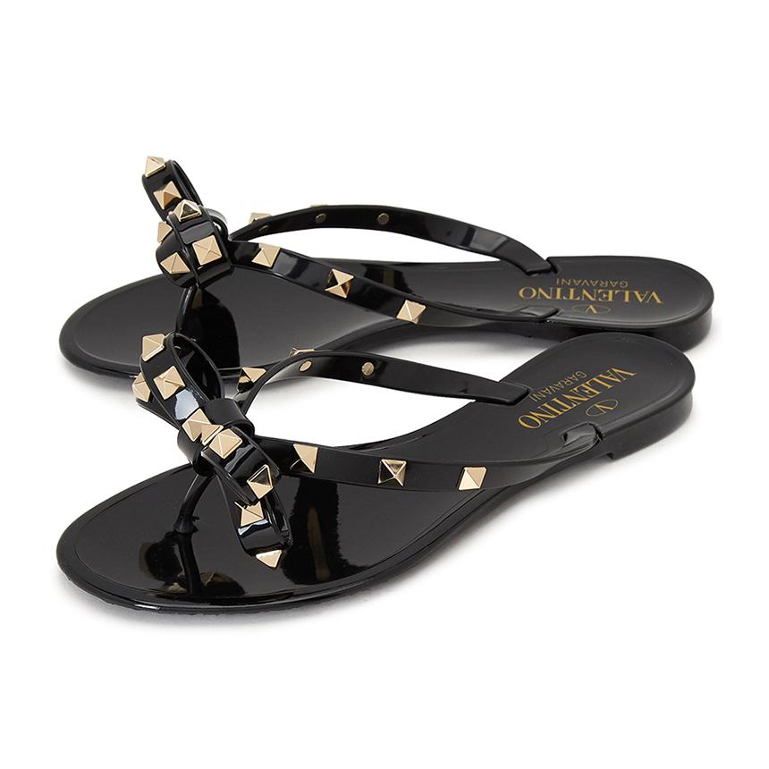 VALENTINO Rockstud Women’s Jelly Thong Sandals Black