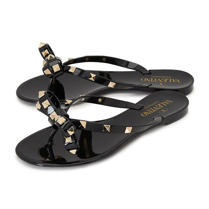 VALENTINO Rockstud Women’s Jelly Thong Sandals Black
