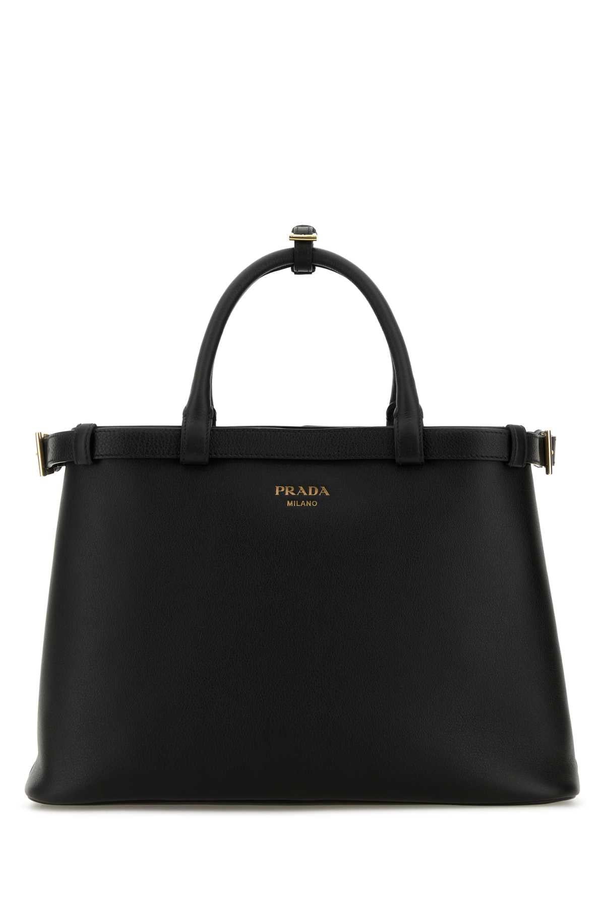 PRADA Black Leather Tote Bag
