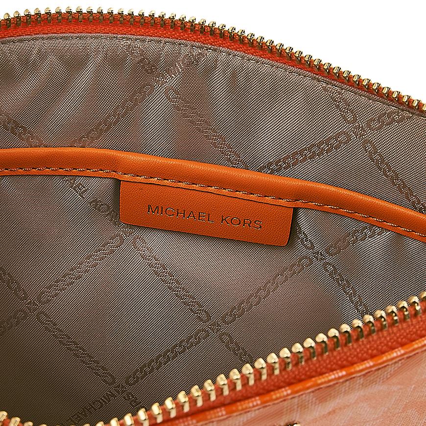 Michael Kors Logo Clutch Bag Women’s Brown Synthetic Zip Wristlet