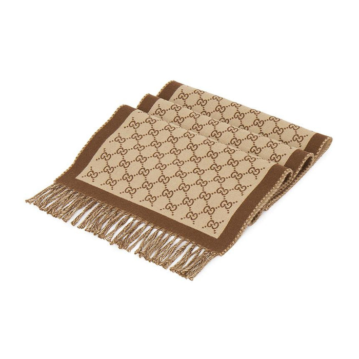 GUCCI GG Monogram Wool Scarf Ivory Beige Women’s