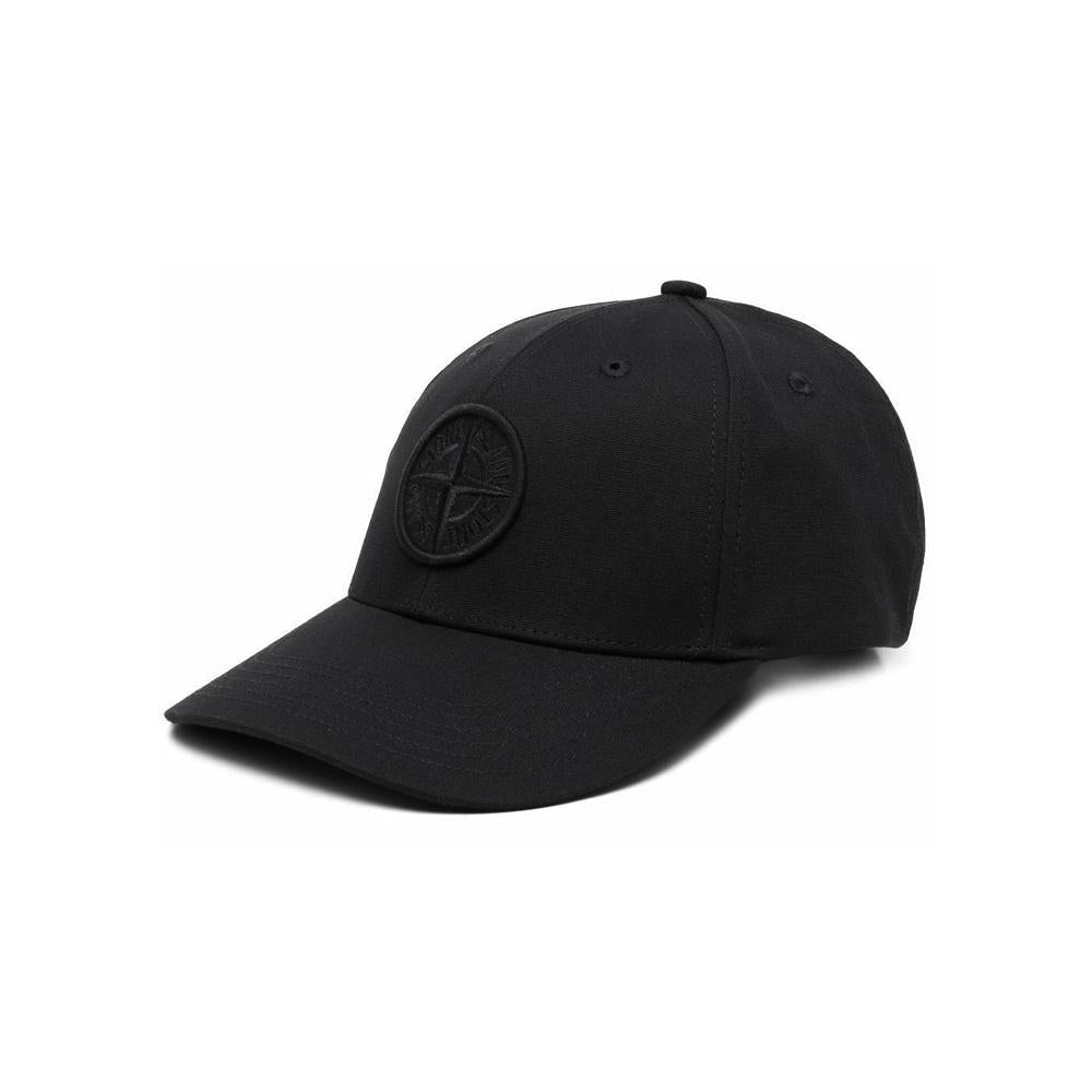 STONE ISLAND Logo Embroidered Black Cap 761599661 V0029